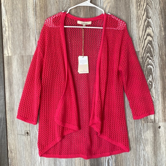 Margaritaville crochet, bright pink cardigan, S - Picture 1 of 5